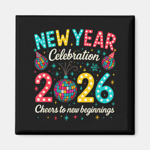 Nieuwjaarsviering 2026 Disco Bal Matching Winter Magneet