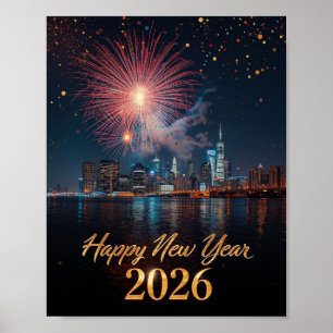 Nieuwjaarsviering 2026 Stad Vuurtoren Poster