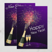 Nieuwjaarsvuurwerk Let's Party Invitation 5 Kaart (Voorkant / Achterkant)