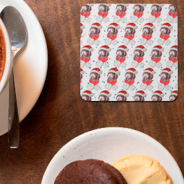 Nieuwkomerkerststerren Hondenras Vierkante Kartonnen Onderzetter