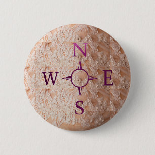 NIEUWS: Compass North East West South Ronde Button 5,7 Cm