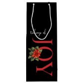 NIEUWS VAN VREUGDE RODE KERST POINSETTIA OP ZWART, WIJN CADEAUTAS (Achterkant)