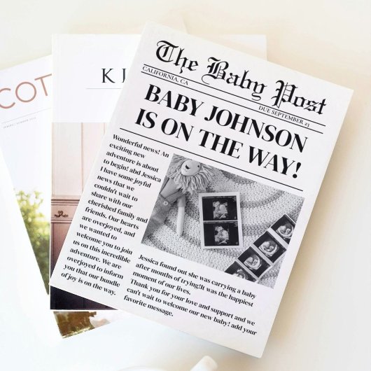 Nieuwsblad zwangerschap Baby shower Aankondiging