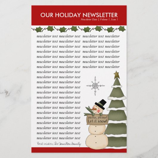 Nieuwsbrief kerstmis of feestdag Sjabloon Briefpapier (Voorkant)