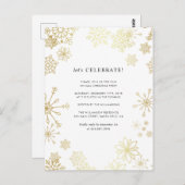 Nieuwsfeest met gouden sneeuwvlokken briefkaart (Voorkant / Achterkant)