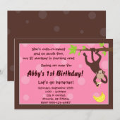 Nieuwsgierig aap roze kaart (Voorkant / Achterkant)