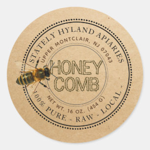 Nieuwsgierig Bee Editable Honey Label Kraft