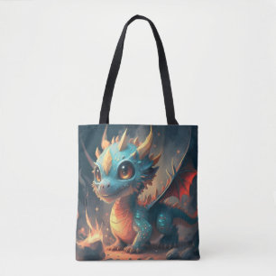 Nieuwsgierig Blue Chibi Dragon Draagtas