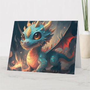 Nieuwsgierig Blue Chibi Dragon Kaart