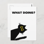 Nieuwsgierig briefkaart met zwarte kat (Voorkant / Achterkant)