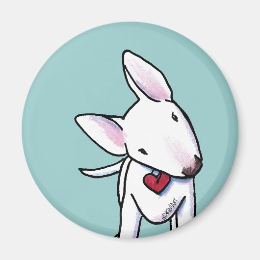 Nieuwsgierig bull Terrier Magnet Magneet (Voorkant)