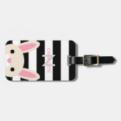 Nieuwsgierig Bunny | Stripes | Monogram Bagagelabel (Voorkant horizontaal)