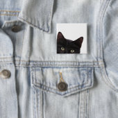 Nieuwsgierig digitaal Kat schilderen Vierkante Button 5,1 Cm (In situ)