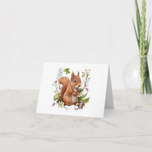 Nieuwsgierig Eekhoorn met Witte Paarse Bloemen BLA Kaart