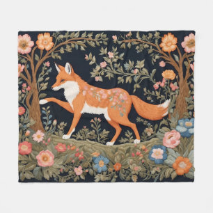 Nieuwsgierig Fox Faux Borduurwerk Elegant Bloemen Fleece Deken