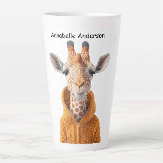 Nieuwsgierig Giraffe Latte Mok (Voorkant)