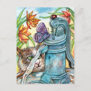 Nieuwsgierig kat briefkaart