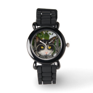 Nieuwsgierig kat Eyes spectacles Funny Lijst dial- Horloge