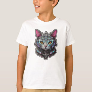 Nieuwsgierig Kat in een cyberhelm T-shirt