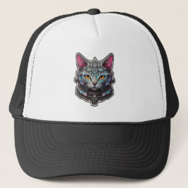 Nieuwsgierig Kat in een cyberhelm Trucker Pet