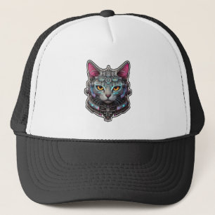 Nieuwsgierig Kat in een cyberhelm Trucker Pet