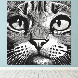 Nieuwsgierig kattengezicht canvas afdruk