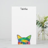 Nieuwsgierig Rainbow Cat Stationery Briefpapier (Staand voorkant)