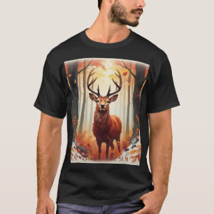 Nieuwsgierig rood hert in een serene bos t-shirt o