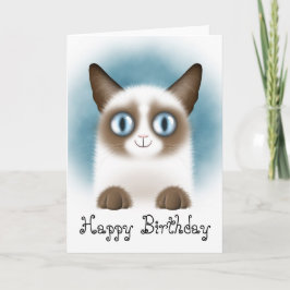 Nieuwsgierig Siamese Kitten Happy Birthday Kaart