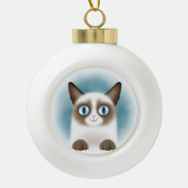 nieuwsgierig Siamese Kitten Keramische Bal Ornament