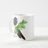 Nieuwsgierig waterverf Magpie Bird Natuur Art Koffiemok (Voorkant links)