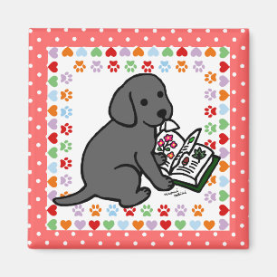 Nieuwsgierig zwart labrador puppy magneet