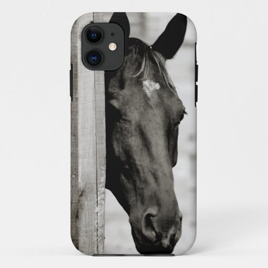 Nieuwsgierig zwart paard Case-Mate iPhone case (Achterkant)