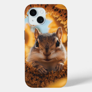 Nieuwsgierige Chipmunk gluren door gegeten zonnebl