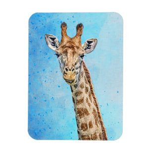 Nieuwsgierige Giraffe met Blue Confetti Sky Magneet