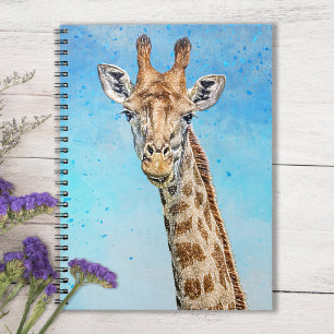 Nieuwsgierige Giraffe met Blue Confetti Sky Notitieboek