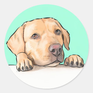 nieuwsgierige hond ronde sticker