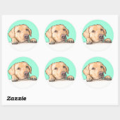 nieuwsgierige hond ronde sticker (Vel)