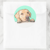 nieuwsgierige hond ronde sticker (Tas)