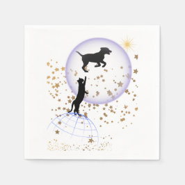 Nieuwsgierige kat en hond servet