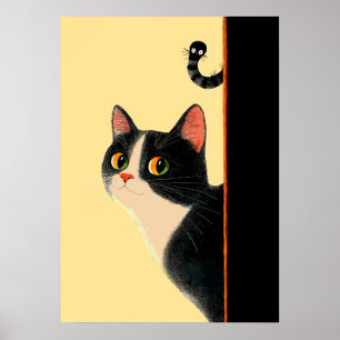 Nieuwsgierige Kat en Stiekeme Worm Poster
