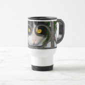 Nieuwsgierige kat met bril Lijst Funny Thermo Cup Reisbeker (Voorkant rechts)