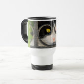 Nieuwsgierige kat met bril Lijst Funny Thermo Cup Reisbeker (Voorkant links)