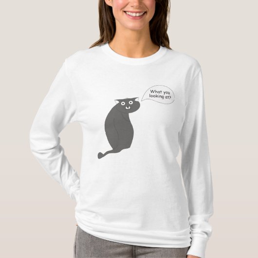 nieuwsgierige kat t-shirt (Voorkant)