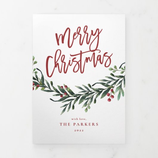 Nieuwsgierige kerstfoto Tri-Fold Kaart (Cover)