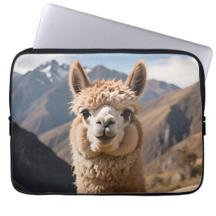 Nieuwsgierige Lama Berg Portret Laptop Sleeve