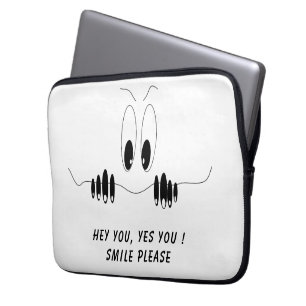 Nieuwsgierige laptophoes Jouw tekst en kleuren Laptop Sleeve