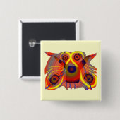 Nieuwsgierige leeuwengond vierkante button 5,1 cm (Voorkant /achterkant)