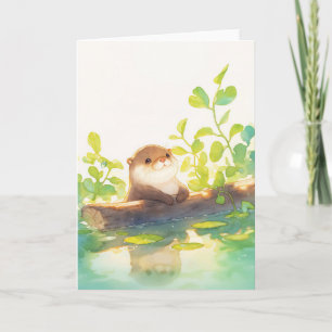 Nieuwsgierige Otter bij het Water Kaart