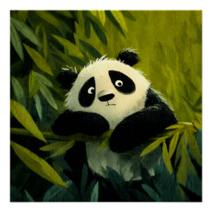 Nieuwsgierige Panda Bamboe Kijkje Perfect Poster